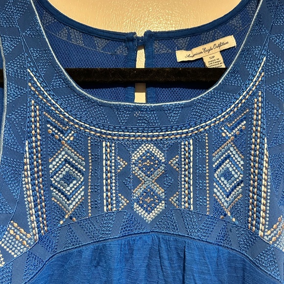 American Eagle Outfitters Royal Blue Embroidered Tank Top - Picture 3 of 4